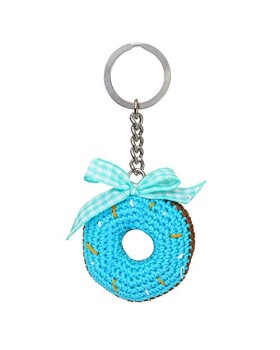 Happy Threads Blue Donut Crochet Keychain Happy Threads Blue Donut Crochet Keychain